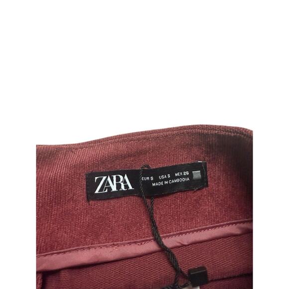Zara Ruched Skirt NWT Small Pink Mauve Corduroy High‎ Rise Draped Mini Skirt NEW - Picture 2 of 4